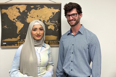 Idaho Power employee Jarek with Career Advisor Zahraa from Global Talent