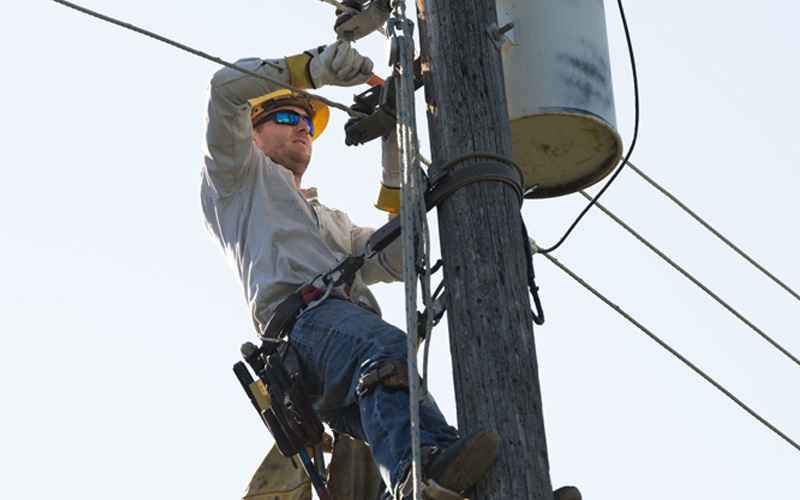 Lineworker in the field working