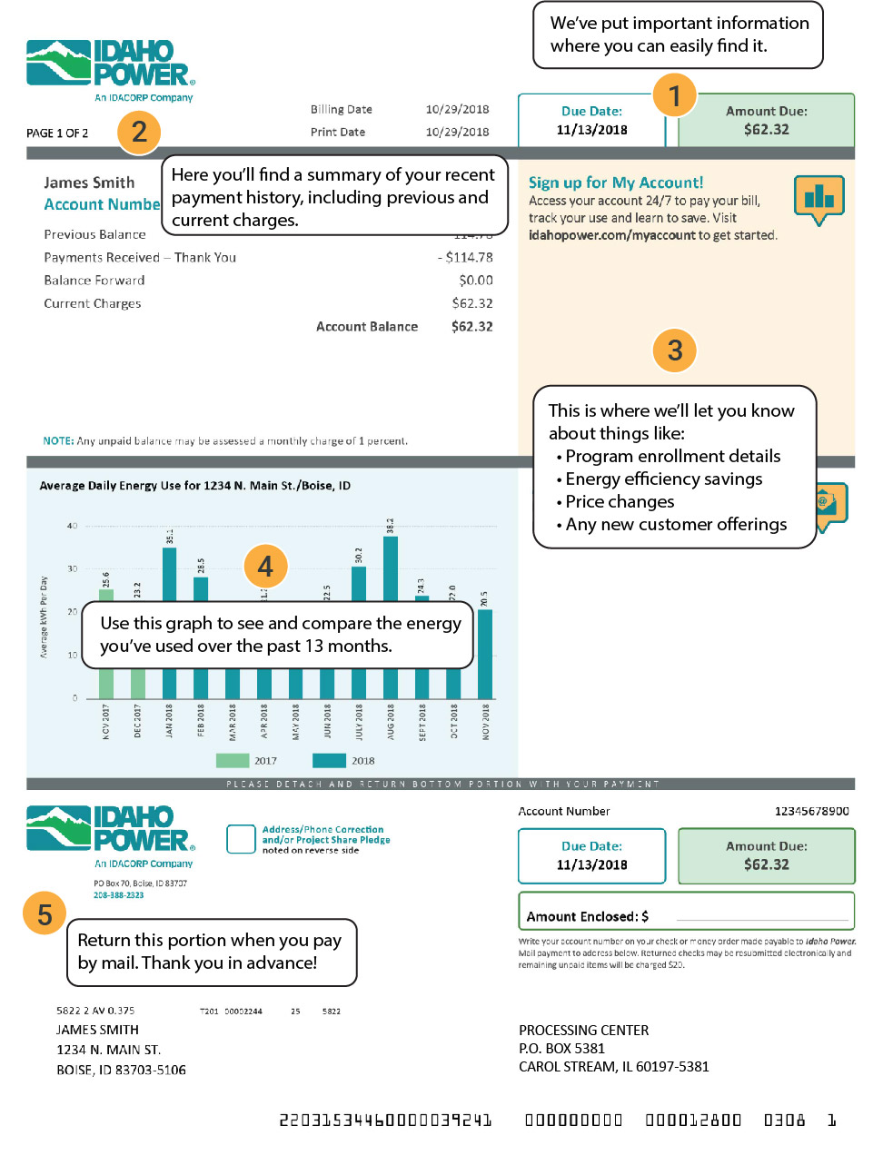 Screenshot of power bill front side