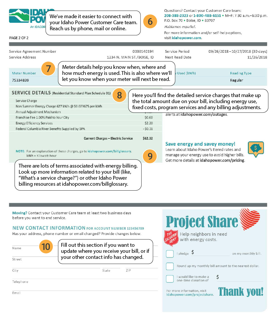 Screenshot of power bill back side