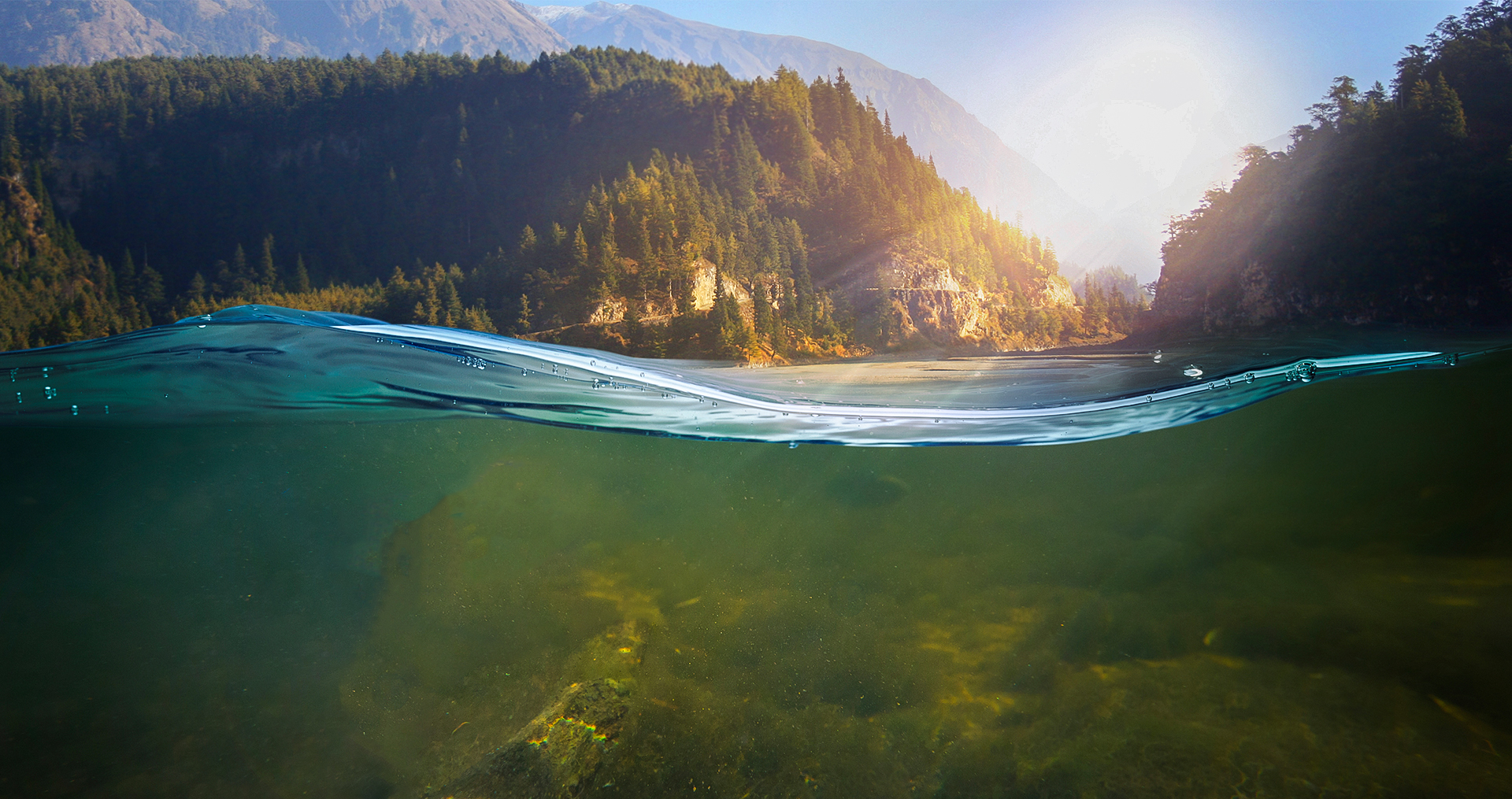 a river and mountains