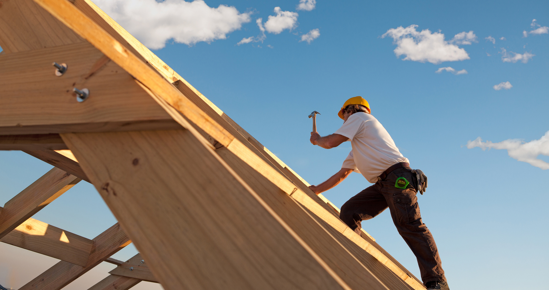Construction worker working on a new home.