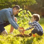 Permalink to Southeastern Idaho Residents Can Enroll for Spring Shade Tree Project A young boy and his dad planting a tree.
