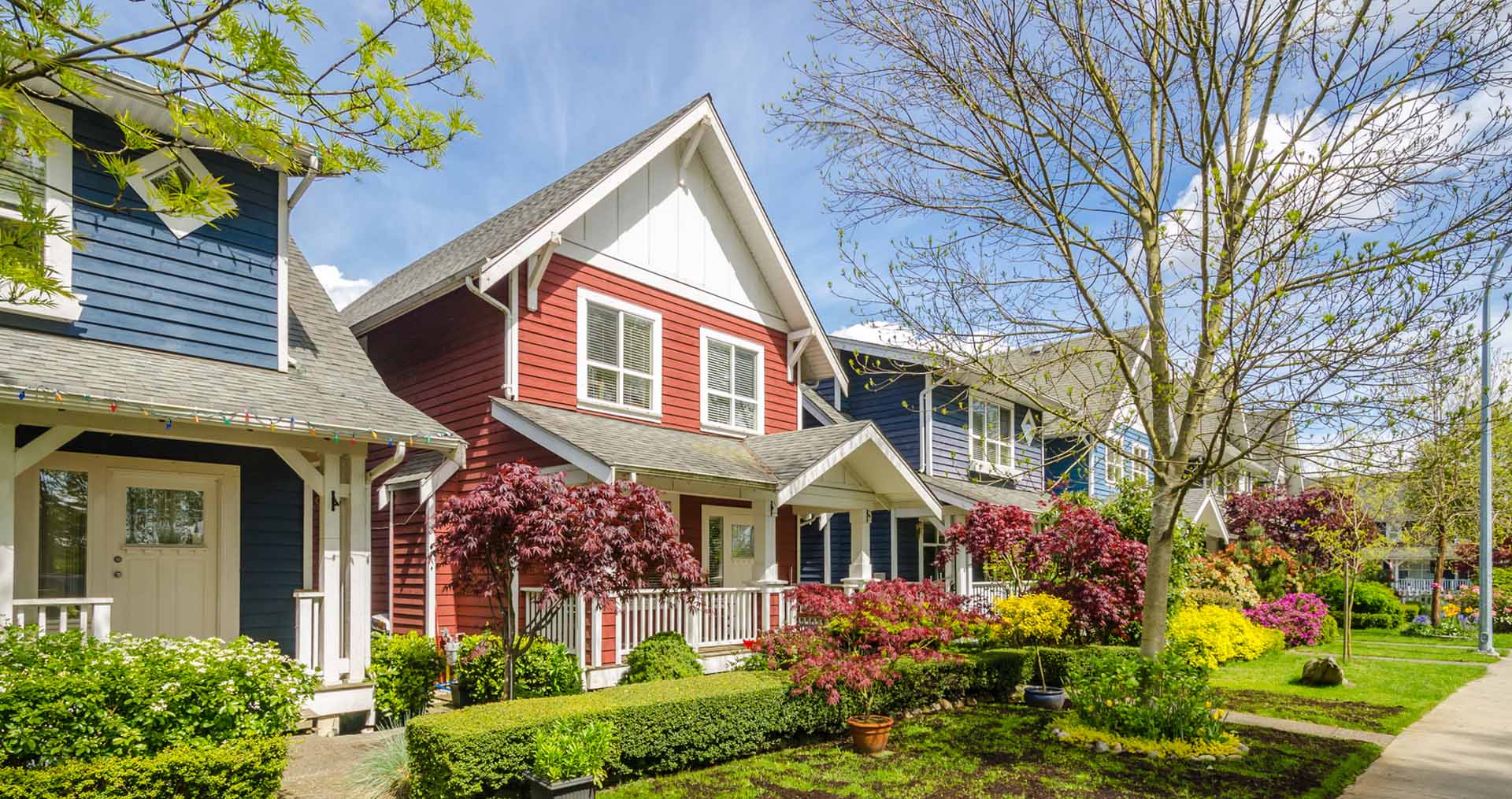 three residential houses