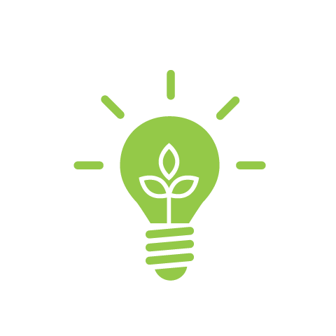 light bulb icon with leaf inside