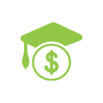 icon of graduation cap and dollar sign